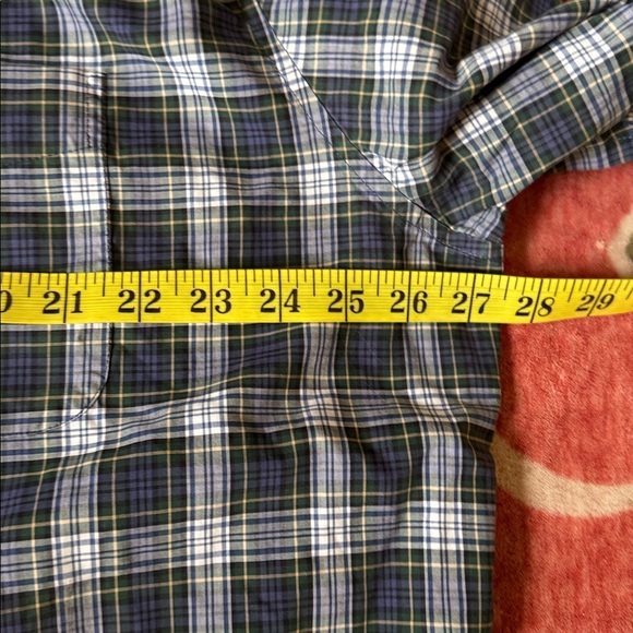 LL Bean Men’s XL Wrinkle Free Traditional Fit Blue Green Plaid Button Down - Picture 6 of 7